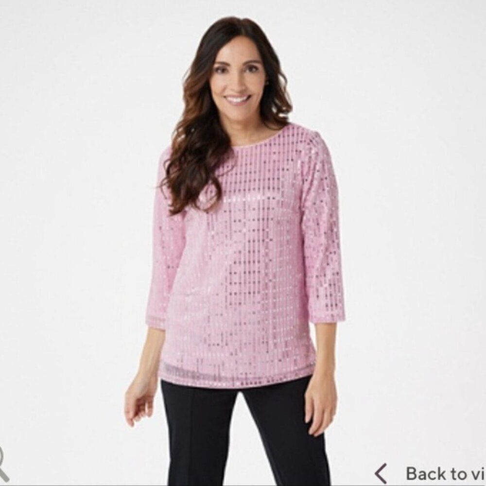 New Bob Mackie Glitz and Glam Pullover Top | Size XS
